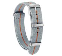 sourcing map Elastic Nylon Watch Band 22mm One-Piece French Watch Strap Waterproof Replacement Wristwatch Strap with Silver Buckle for Men Women, Light Grey/Orange