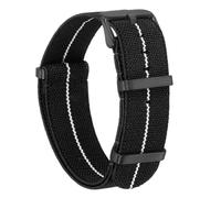 sourcing map Elastic Nylon Watch Band 22mm One-Piece French Watch Strap Waterproof Replacement Wristwatch Strap with Black Buckle for Men Women, Black/White