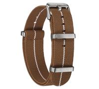 sourcing map Elastic Nylon Watch Band 22mm One-Piece French Watch Strap Waterproof Replacement Wristwatch Strap with Silver Buckle for Men Women, Brown/White