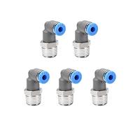sourcing map Elbow Push to Connect Air Fittings 4mm Tube OD X 1/4PT Male Thread Pneumatic Quick Release Connectors Grey 5Pcs