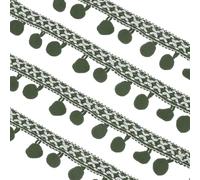 sourcing map Embroidered Pompoms Trim Ribbon, 10Yards Polyester Pom Pom Trim Fringe, Woven Embroidery for DIY Sewing Crafts Clothing Decoration, Army Green