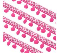 sourcing map Embroidered Pompoms Trim Ribbon, 20 Yards Polyester Pom Pom Trim Fringe, Woven Embroidery for DIY Sewing Crafts Clothing Decoration, Rose Red