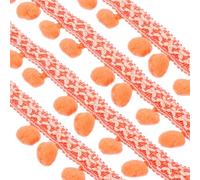sourcing map Embroidered Pompoms Trim Ribbon, 20 Yards Polyester Pom Pom Trim Fringe, Woven Embroidery for DIY Sewing Crafts Clothing Decoration, Silver Orange