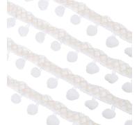 sourcing map Embroidered Pompoms Trim Ribbon, 20 Yards Polyester Pom Pom Trim Fringe, Woven Embroidery for DIY Sewing Crafts Clothing Decoration, White
