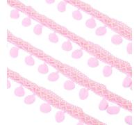 sourcing map Embroidered Pompoms Trim Ribbon, 20 Yards Polyester Pom Pom Trim Fringe, Woven Embroidery for DIY Sewing Crafts Clothing Decoration, Pink