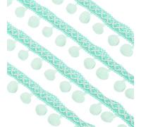 sourcing map Embroidered Pompoms Trim Ribbon, 20 Yards Polyester Pom Pom Trim Fringe, Woven Embroidery for DIY Sewing Crafts Clothing Decoration, Light Green