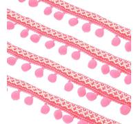 sourcing map Embroidered Pompoms Trim Ribbon, 20 Yards Polyester Pom Pom Trim Fringe, Woven Embroidery for DIY Sewing Crafts Clothing Decoration, Fluorescent Pink