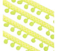 sourcing map Embroidered Pompoms Trim Ribbon, 20Yards Polyester Pom Pom Trim Fringe, Woven Embroidery for DIY Sewing Crafts Clothing Decoration, Yellow-Green
