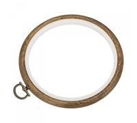 sourcing map Embroidery Hoop Frame 4.7 Inch Round Imitated Wood Circle Cross-Stitch Ring for Art Craft Sewing Ornament, Pack of 2