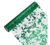 sourcing map Emerald Green Table Runner Roll 11.4" x 30 Feet Sequin Foil Metallic Mesh Table Runner Decor Table Decorations for Wedding, Birthday Party, Christmas, New Year