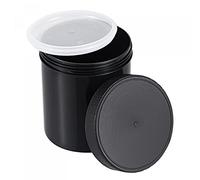 sourcing map Empty Plastic Paint Pail 0.26 -Gallon/1000mL Seal Storage Container with Sealing Lid Black 2Pcs