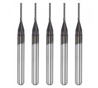 sourcing map End Mill CNC Router Bits, 0.8mm x 6mm 1/8" Shank Diamond Film Coated Carbide Engraving Bit Milling Cutter Left Hand for PCB Plastic Fiber Wood 5pcs