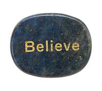 sourcing map Engraved Inspirational Stones, Engraved Thumb Stone Natural Stone Palm Stone for Stress Meditation Grounding, Sea Blue (Believe)
