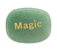 sourcing map Engraved Inspirational Stones, Natural Worry Stone Oval Crystal Thumb Rocks with Engraved Words for Women Stress Gifts, Green Aventurine (Magic)