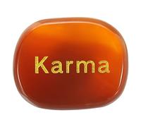 sourcing map Engraved Inspirational Stones, Natural Worry Stone Oval Crystal Thumb Rocks with Engraved Words for Women Stress Gifts, Red Agate-Karma