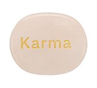 sourcing map Engraved Inspirational Stones, Natural Worry Stone Oval Crystal Thumb Rocks with Engraved Words for Women Stress Gifts, Rose Crystal-Karma