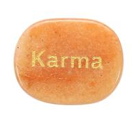 sourcing map Engraved Inspirational Stones, Natural Worry Stone Oval Crystal Thumb Rocks with Engraved Words for Women Stress Gifts, Red Aventurine-Karma