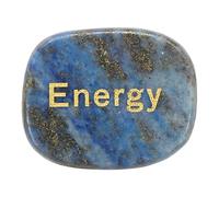 sourcing map Engraved Inspirational Stones, Natural Worry Stone Oval Crystal Thumb Rocks with Engraved Words for Women Stress Gifts, Sea Blue (Energy)