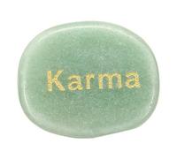 sourcing map Engraved Inspirational Stones, Natural Worry Stone Oval Crystal Thumb Rocks with Engraved Words for Women Stress Gifts, Green Aventurine-Karma