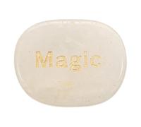 sourcing map Engraved Inspirational Stones, Natural Worry Stone Oval Crystal Thumb Rocks with Engraved Words for Women Stress Gifts, Clear Crystal (Magic)