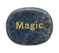 sourcing map Engraved Inspirational Stones, Natural Worry Stone Oval Crystal Thumb Rocks with Engraved Words for Women Stress Gifts, Sea Blue (Magic)