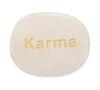 sourcing map Engraved Inspirational Stones, Natural Worry Stone Oval Crystal Thumb Rocks with Engraved Words for Women Stress Gifts, Clear Crystal-Karma