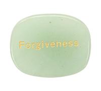 sourcing map Engraved Inspirational Stones, Natural Worry Stone Oval Crystal Thumb Rocks with Engraved Words for Women Stress Gifts, Green Aventurine-Forgiveness