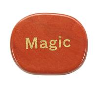 sourcing map Engraved Inspirational Stones, Natural Worry Stone Oval Crystal Thumb Rocks with Engraved Words for Women Stress Gifts, Red Jasper (Magic)