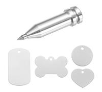 sourcing map Engraving Tip Etching Tool Engraving Tool with 16 Pcs Silver Modern Classic Blank Tags& Labels Alloy & Aluminum DIY Crafting Supplies for Jewelry, Keychains, Dog Tags