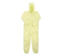 sourcing map ESD Lab Coat Anti Static Clothing Science One Piece Clothes Elastic Cuff with Hat Hood Wear Uniform Work for Men Women (Yellow, L)