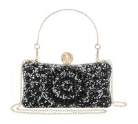 sourcing map Evening Bags for Women, Sparkly Crystal Rhinestone Clutch Purse with 2 Chain Straps Handbags for Wedding Party Evening Weekend, Black