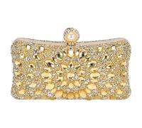 sourcing map Evening Bags for Women, Sparkly Crystal Rhinestone Clutch Purse with Chain Strap Shoulder Bag for Wedding Party Evening Weekend, Gold