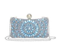 sourcing map Evening Bags for Women, Sparkly Crystal Rhinestone Clutch Purse with Chain Strap Shoulder Bag for Wedding Party Evening Weekend, Light Blue