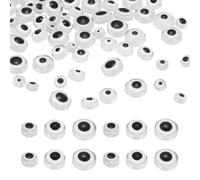 sourcing map Evil Eye Beads, 150 Pcs 6mm/8mm/12mm Resin Flat Round Evil Eye Charm for Jewelry Making DIY Bracelet Earring Necklace Craft, White