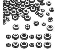sourcing map Evil Eye Beads, 150 Pcs 6mm/8mm/13mm Resin Flat Round Evil Eye Charm for Jewelry Making DIY Bracelet Earring Necklace Craft, Black