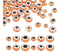 sourcing map Evil Eye Beads, 150 Pcs 6mm/8mm/19mm Resin Flat Round Evil Eye Charm for Jewelry Making DIY Bracelet Earring Necklace Craft, Orange