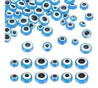 sourcing map Evil Eye Beads, 150 Pcs 6mm/8mm/20mm Resin Flat Round Evil Eye Charm for Jewelry Making DIY Bracelet Earring Necklace Craft, Light Blue