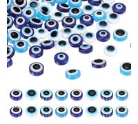 sourcing map Evil Eye Beads, 200 Pcs 10mm Resin Flat Round Evil Eye Charm for Jewelry Making DIY Bracelet Earring Necklace Craft, White/Light Blue/Blue/Bright Blue
