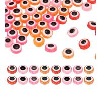 sourcing map Evil Eye Beads, 200 Pcs 10mm Resin Flat Round Evil Eye Charm for Jewelry Making DIY Bracelet Earring Necklace Craft, Pink/Rose Pink/Red/Orange