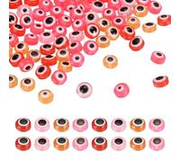sourcing map Evil Eye Beads, 200 Pcs 6mm Resin Flat Round Evil Eye Charm for Jewelry Making DIY Bracelet Earring Necklace Craft, Pink/Rose Pink/Red/Orange