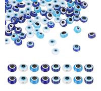 sourcing map Evil Eye Beads, 200 Pcs 6mm Resin Flat Round Evil Eye Charm for Jewelry Making DIY Bracelet Earring Necklace Craft, White/Light Blue/Blue/Bright Blue