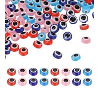 sourcing map Evil Eye Beads, 200 Pcs 6mm Resin Flat Round Evil Eye Charm for Jewelry Making DIY Bracelet Earring Necklace Craft, Pink/Light Blue/Red/Blue