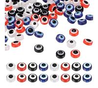 sourcing map Evil Eye Beads, 200 Pcs 8mm Resin Flat Round Evil Eye Charm for Jewelry Making DIY Bracelet Earring Necklace Craft, Bright Blue/Red/White/Black