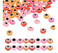 sourcing map Evil Eye Beads, 200 Pcs 8mm Resin Flat Round Evil Eye Charm for Jewelry Making DIY Bracelet Earring Necklace Craft, Pink/Rose Pink/Red/Orange