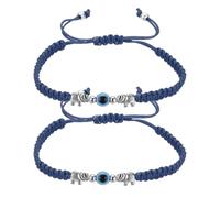 sourcing map Evil Eye Lucky Bracelets, Handmade Braided Rope String Adjustable Protection Bracelets, Minimalist Jewelry for Women Men Friend (Elephant Style, Blue)