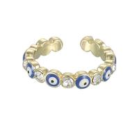 sourcing map Evil Eye Ring, Deep Blue Round Evil Eye Rings for Women with Black Decorative Box for Turkish Faith Protection, DIY, Gifts