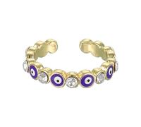 sourcing map Evil Eye Ring, Purple Round Evil Eye Rings for Women with Black Decorative Box for Turkish Faith Protection, DIY, Gifts