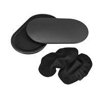 sourcing map Exercise Core Sliders, Oval Glider Discs with Feet Covers, Dual Sided Usage in Home Gym for Full Body Workout, Black