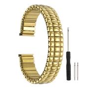 sourcing map Expansion Watch Bands 18mm Stainless Steel Stretch Watch Straps with Spring Bars Removal Tool for Women Men Metal Replacement Watch Bands, Yellow