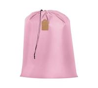 sourcing map Extra Large Laundry Bag, 56x70cm Drawstring Laundry Bag with Blank Tag Dirty Clothes Organizer Washable Basket Liner Storage Sack for College Dorm Travel Home Hamper, Pink